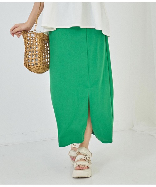 CHILLE（チル）の「梨地ポンチストレートスカート（スカート・レディース・オレンジ/グリーン/ブラック・FREE）」の11枚目の写真