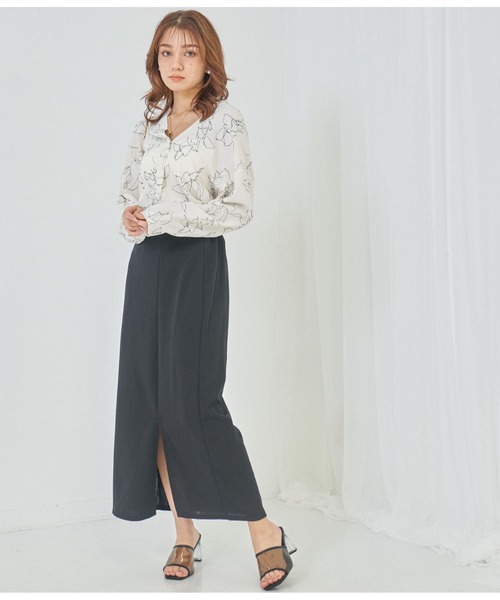 CHILLE（チル）の「梨地ポンチストレートスカート（スカート・レディース・オレンジ/グリーン/ブラック・FREE）」の13枚目の写真