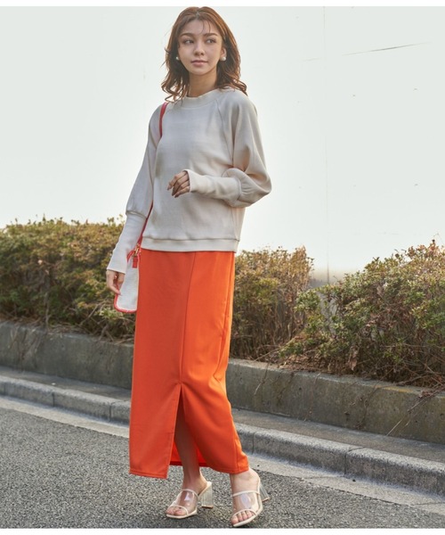 CHILLE（チル）の「梨地ポンチストレートスカート（スカート・レディース・オレンジ/グリーン/ブラック・FREE）」の20枚目の写真