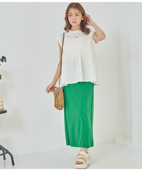 CHILLE（チル）の「梨地ポンチストレートスカート（スカート・レディース・オレンジ/グリーン/ブラック・FREE）」の18枚目の写真