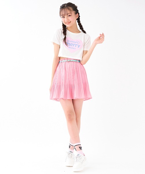 by LOVEiT(バイラビット)の「ベルトつきプリーツスカパン(スカート・キッズ・ピンク/ブルー/マルチ・140cm/130cm/150cm/160cm/120cm)」の1枚目の写真