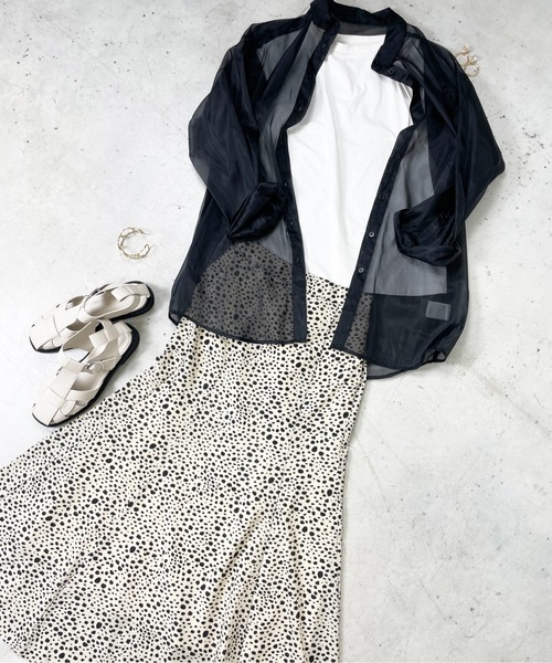 Meli rich（メリーリッチ）の「ダルメシアンプリントマーメイドスカート（スカート・レディース・ブラック/アイボリー/ブルー・MEDIUM）」の7枚目の写真