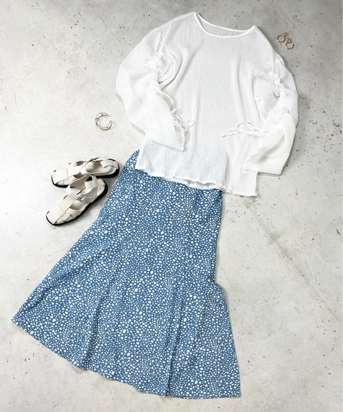 Meli rich（メリーリッチ）の「ダルメシアンプリントマーメイドスカート（スカート・レディース・ブラック/アイボリー/ブルー・MEDIUM）」の6枚目の写真