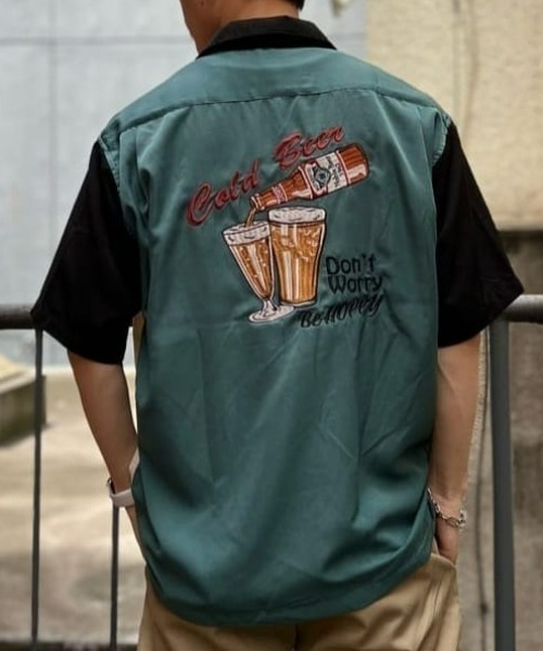 BACK NUMBER(バックナンバー)の「【BACK NUMBER】刺繍半袖シャツ(シャツ/ブラウス・メンズ・グリーン/オフホワイト/ブラック・M/L/XL)」の3枚目の写真