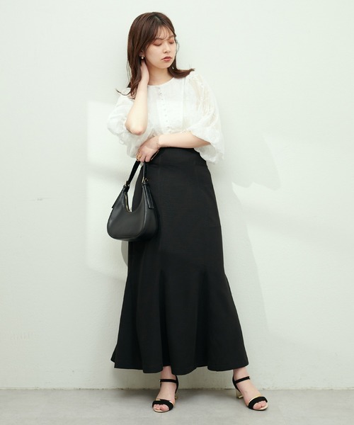 natural couture(ナチュラルクチュール)の「リップルハイウエストマーメイドスカート(スカート・レディース・ブラック/ブルー/グリーン/ライトグレー・MEDIUM/LARGE)」の14枚目の写真