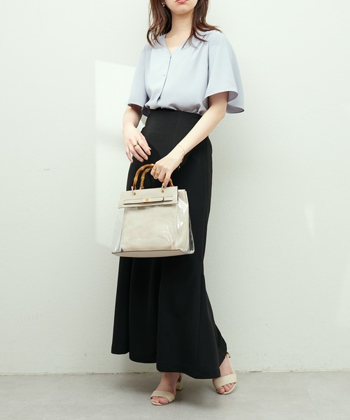 natural couture(ナチュラルクチュール)の「リップルハイウエストマーメイドスカート(スカート・レディース・ブラック/ブルー/グリーン/ライトグレー・MEDIUM/LARGE)」の11枚目の写真