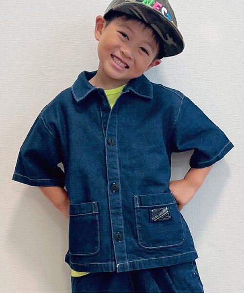 BREEZE（ブリーズ）の「【一部WEB限定カラー/セットアップ対応】シェフシャツ（シャツ/ブラウス・キッズ・その他10/オレンジ/キナリ/ブラック/インディゴブルー/レッド/ベージュ・100/110/130/140/80/90/120）」の5枚目の写真