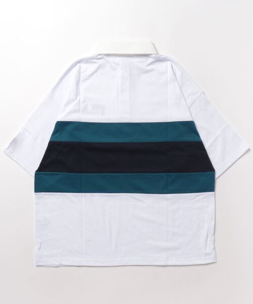 FILA（フィラ）の「FILA フィラ ブランド ロゴ カレッジロゴ 刺繍 マルチカラー 半袖 ラガーシャツ（ポロシャツ・メンズ・ネイビー/ホワイト/ダークグリーン・L/LL/M）」の4枚目の写真