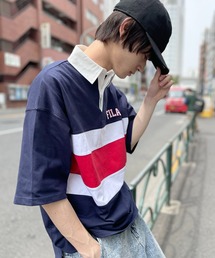 FILA | FILA フィラ ブランド ロゴ カレッジロゴ 刺繍 マルチカラー 半袖 ラガーシャツ(ポロシャツ)