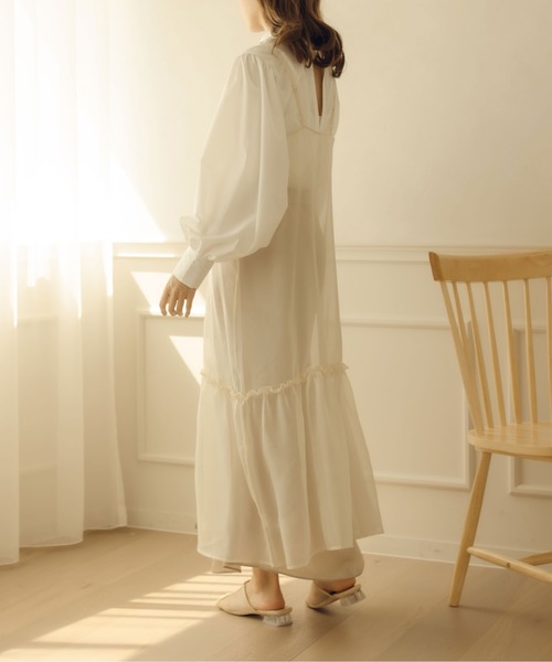 fupel（フぺル）の「シアーティアードキャミワンピース（ワンピース・レディース・ブラウン/アイボリー・FREE）」の9枚目の写真