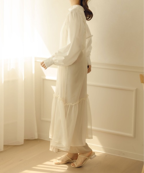 fupel（フぺル）の「シアーティアードキャミワンピース（ワンピース・レディース・ブラウン/アイボリー・FREE）」の7枚目の写真