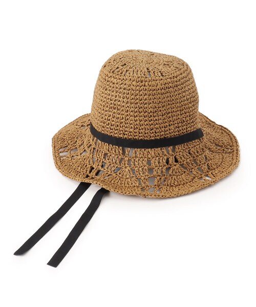 SHOO・LA・RUE（シューラルー）の「◆すかし編みリボン付きペーパーハット（ハット・レディース・サンドベージュ/ブラック/ナチュラル/パープル系・00）」の18枚目の写真