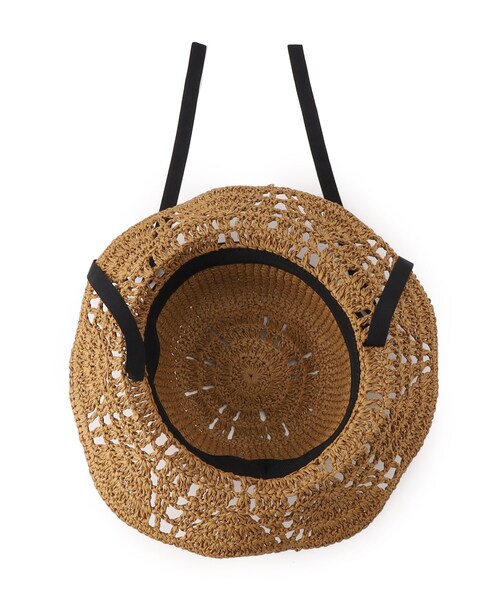 SHOO・LA・RUE（シューラルー）の「◆すかし編みリボン付きペーパーハット（ハット・レディース・サンドベージュ/ブラック/ナチュラル/パープル系・00）」の5枚目の写真