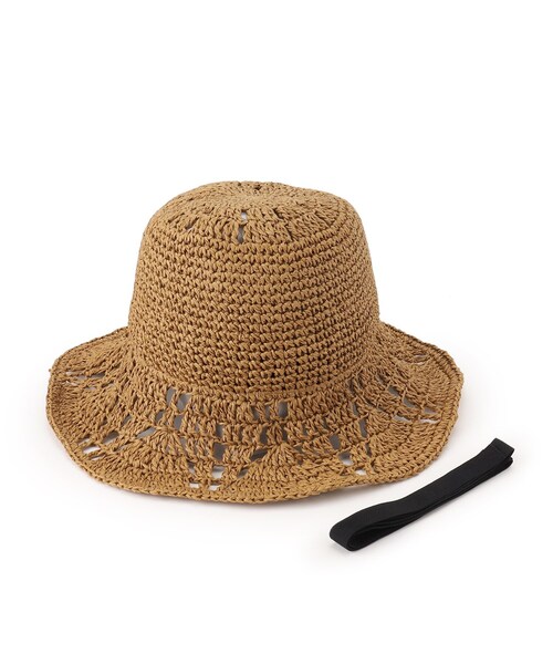 SHOO・LA・RUE（シューラルー）の「◆すかし編みリボン付きペーパーハット（ハット・レディース・サンドベージュ/ブラック/ナチュラル/パープル系・00）」の15枚目の写真