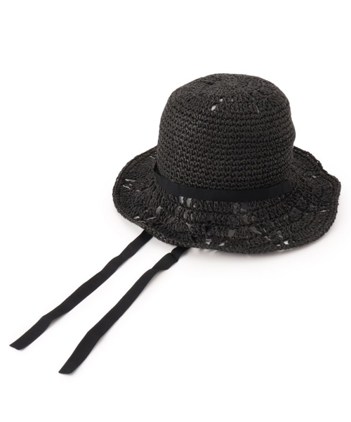 SHOO・LA・RUE（シューラルー）の「◆すかし編みリボン付きペーパーハット（ハット・レディース・サンドベージュ/ブラック/ナチュラル/パープル系・00）」の8枚目の写真