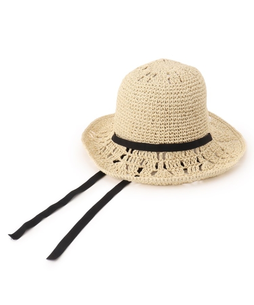 SHOO・LA・RUE（シューラルー）の「◆すかし編みリボン付きペーパーハット（ハット・レディース・サンドベージュ/ブラック/ナチュラル/パープル系・00）」の16枚目の写真