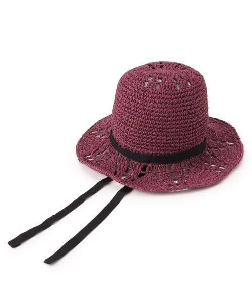 SHOO・LA・RUE（シューラルー）の「◆すかし編みリボン付きペーパーハット（ハット・レディース・サンドベージュ/ブラック/ナチュラル/パープル系・00）」の13枚目の写真