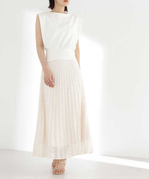 NATURAL BEAUTY BASIC（ナチュラルビューティーベーシック）の「◇カットドビープリーツスカート（スカート・レディース・ブラック/オフホワイト/ラベンダー・SMALL/MEDIUM）」の6枚目の写真