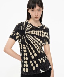 Polka-dot Technical-pleated Polyester Top