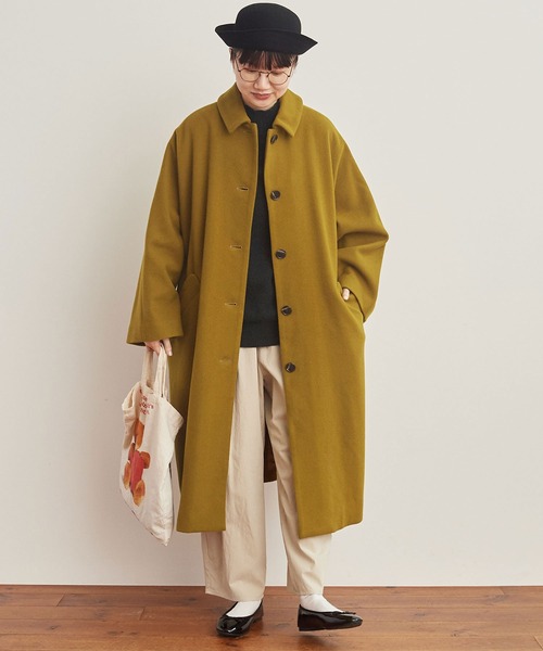 fig Ｌondon（フィグロンドン）の「エアリアルパイル　Phebe　CO（ステンカラーコート・レディース・ブラック/ピンク/マスタード・FREE）」の17枚目の写真