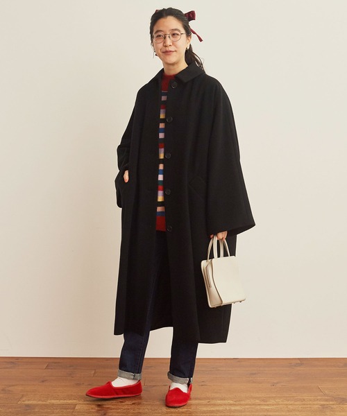 fig Ｌondon（フィグロンドン）の「エアリアルパイル　Phebe　CO（ステンカラーコート・レディース・ブラック/ピンク/マスタード・FREE）」の13枚目の写真