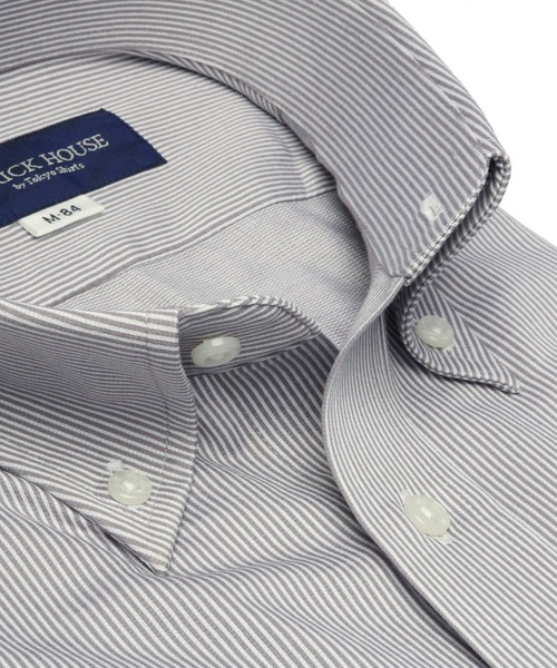 TOKYO SHIRTS(トウキョウシャツ)の「形態安定ノーアイロン ボタンダウン 長袖ビジネスニットワイシャツ(ビジネスシャツ・メンズ・ライトグレー・首回り37cm-裄丈80cm/首回り43cm-裄丈86cm/首回り43cm-裄丈82cm/首回り41cm-裄丈82cm/首回り42cm-裄丈86cm/首回り39cm-裄丈84cm/首回り41cm-裄丈86cm/首回り37cm-裄丈84cm/首回り39cm-裄丈80cm/首回り42cm-裄丈82cm)」の4枚目の写真
