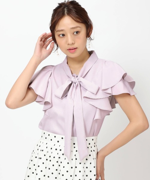 MISCH MASCH(ミッシュマッシュ)の「■2023春夏新作■ダブルフリルブラウス/MM328109(シャツ/ブラウス・レディース・ラベンダー/ベージュ/ホワイト/ブラック・M)」の4枚目の写真