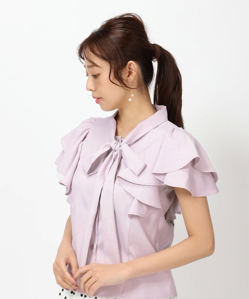 MISCH MASCH(ミッシュマッシュ)の「■2023春夏新作■ダブルフリルブラウス/MM328109(シャツ/ブラウス・レディース・ラベンダー/ベージュ/ホワイト/ブラック・M)」の6枚目の写真