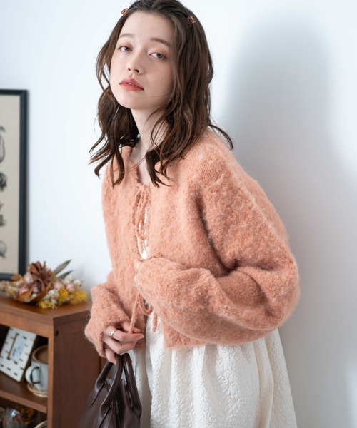 WEGO（ウィゴー）の「WEGO/2WAYブークレリボンカーデ（カーディガン/ボレロ・レディース・オレンジ/アイボリー/グリーン/ライトグレー・FREE）」の20枚目の写真