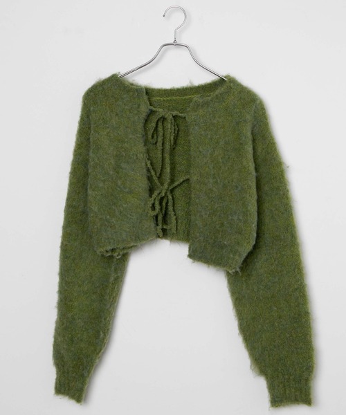 WEGO（ウィゴー）の「WEGO/2WAYブークレリボンカーデ（カーディガン/ボレロ・レディース・オレンジ/アイボリー/グリーン/ライトグレー・FREE）」の6枚目の写真