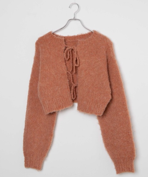 WEGO（ウィゴー）の「WEGO/2WAYブークレリボンカーデ（カーディガン/ボレロ・レディース・オレンジ/アイボリー/グリーン/ライトグレー・FREE）」の7枚目の写真