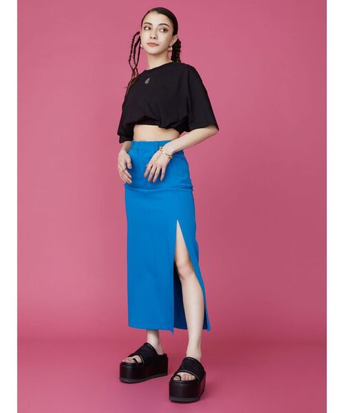 EVRIS（エヴリス）の「ディープスリットロングスカート（スカート・レディース・ブラック/ブルー・SMALL/MEDIUM）」の7枚目の写真