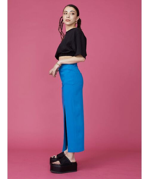 EVRIS（エヴリス）の「ディープスリットロングスカート（スカート・レディース・ブラック/ブルー・SMALL/MEDIUM）」の8枚目の写真