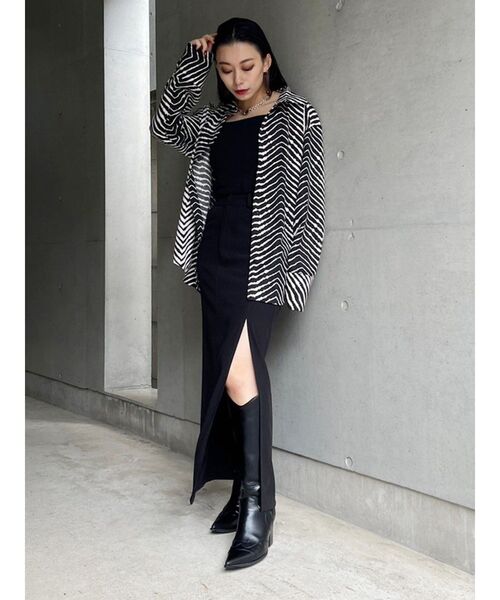 EVRIS（エヴリス）の「ディープスリットロングスカート（スカート・レディース・ブラック/ブルー・SMALL/MEDIUM）」の10枚目の写真