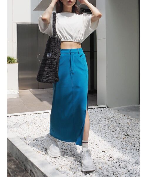 EVRIS（エヴリス）の「ディープスリットロングスカート（スカート・レディース・ブラック/ブルー・SMALL/MEDIUM）」の18枚目の写真