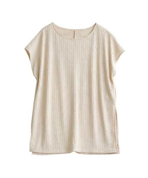 e-zakkamania stores（イーザッカマニアストアーズ）の「ふくれジャガード フレンチスリーブ（Tシャツ/カットソー・レディース・ブラック/アイボリー/ブルー/グリーン・M）」の19枚目の写真