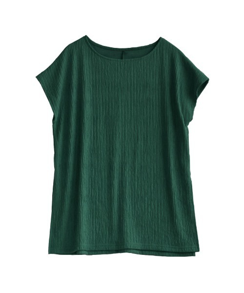 e-zakkamania stores（イーザッカマニアストアーズ）の「ふくれジャガード フレンチスリーブ（Tシャツ/カットソー・レディース・ブラック/アイボリー/ブルー/グリーン・M）」の21枚目の写真