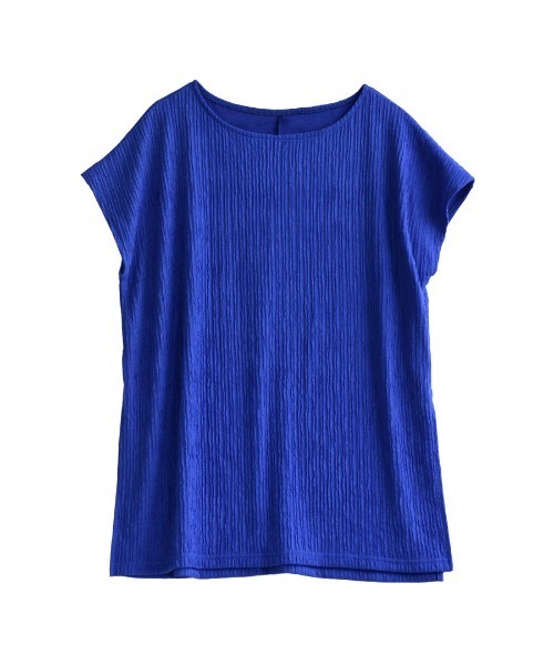 e-zakkamania stores（イーザッカマニアストアーズ）の「ふくれジャガード フレンチスリーブ（Tシャツ/カットソー・レディース・ブラック/アイボリー/ブルー/グリーン・M）」の14枚目の写真