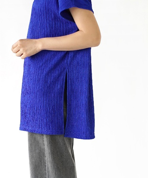 e-zakkamania stores（イーザッカマニアストアーズ）の「ふくれジャガード フレンチスリーブ（Tシャツ/カットソー・レディース・ブラック/アイボリー/ブルー/グリーン・M）」の16枚目の写真