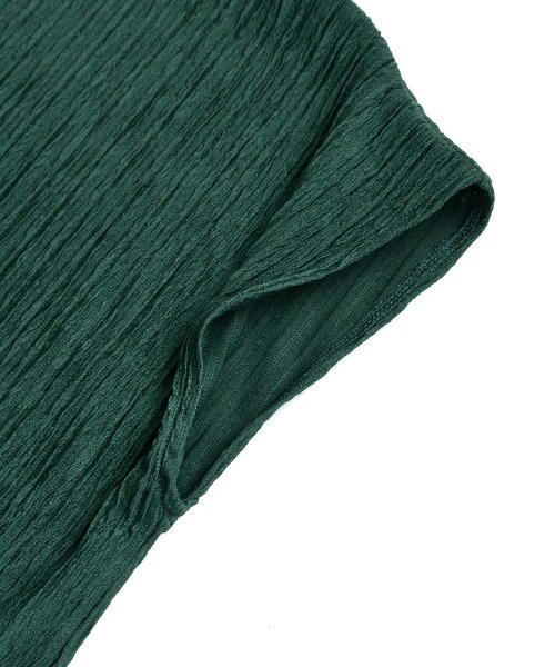 e-zakkamania stores（イーザッカマニアストアーズ）の「ふくれジャガード フレンチスリーブ（Tシャツ/カットソー・レディース・ブラック/アイボリー/ブルー/グリーン・M）」の9枚目の写真