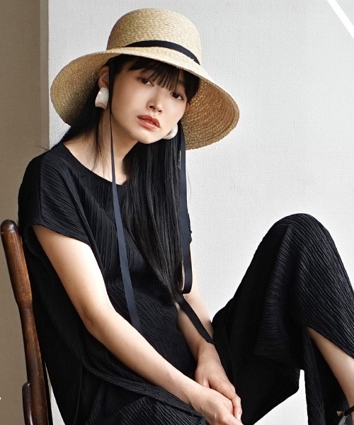 e-zakkamania stores（イーザッカマニアストアーズ）の「ふくれジャガード フレンチスリーブ（Tシャツ/カットソー・レディース・ブラック/アイボリー/ブルー/グリーン・M）」の17枚目の写真