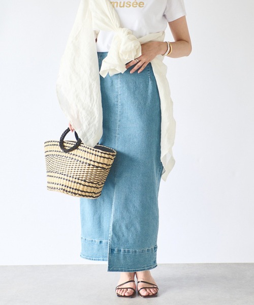 RIVE DROITE（リヴドロワ）の「ストレッチデニムスカート（デニムスカート・レディース・ブルー/サックスブルー・36/38）」の2枚目の写真