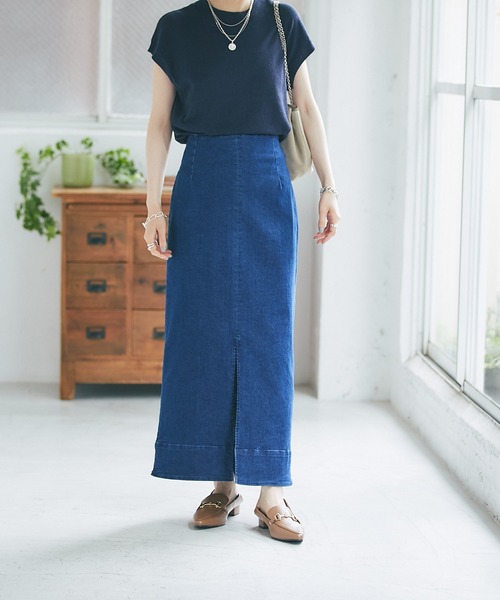 RIVE DROITE（リヴドロワ）の「ストレッチデニムスカート（デニムスカート・レディース・ブルー/サックスブルー・36/38）」の8枚目の写真