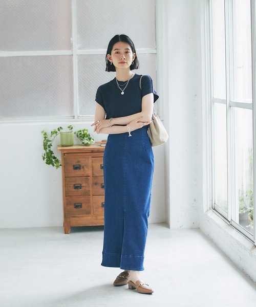 RIVE DROITE（リヴドロワ）の「ストレッチデニムスカート（デニムスカート・レディース・ブルー/サックスブルー・36/38）」の4枚目の写真