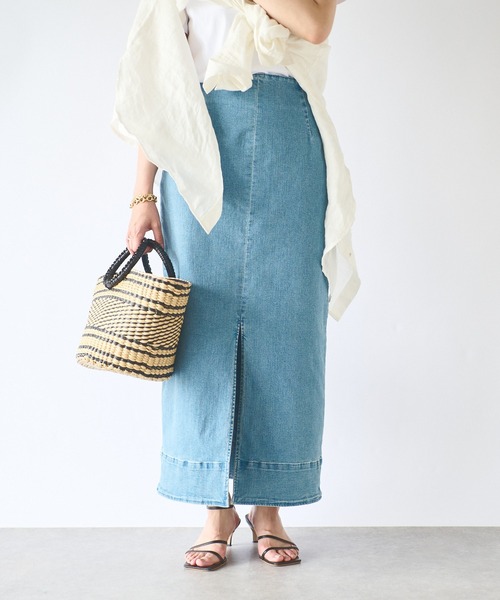 RIVE DROITE（リヴドロワ）の「ストレッチデニムスカート（デニムスカート・レディース・ブルー/サックスブルー・36/38）」の21枚目の写真