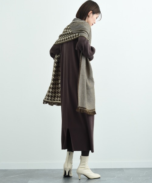 INTERPLANET（インタープラネット）の「千鳥＆シェブロン切替ストール（ストール/ショール・レディース・ブラウン/ブラック・フリー）」の19枚目の写真
