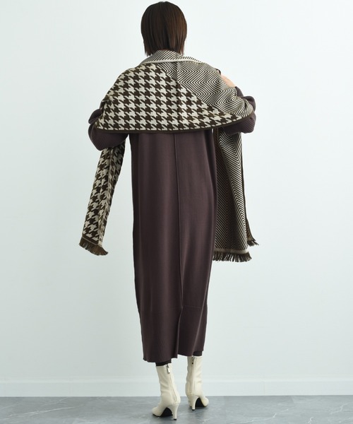 INTERPLANET（インタープラネット）の「千鳥＆シェブロン切替ストール（ストール/ショール・レディース・ブラウン/ブラック・フリー）」の20枚目の写真