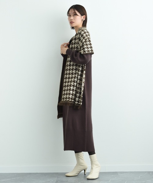 INTERPLANET（インタープラネット）の「千鳥＆シェブロン切替ストール（ストール/ショール・レディース・ブラウン/ブラック・フリー）」の21枚目の写真