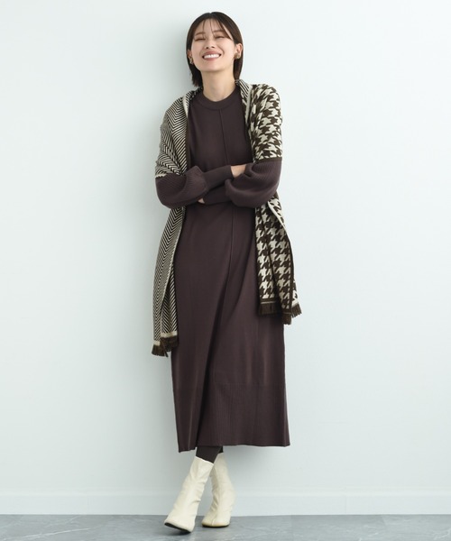 INTERPLANET（インタープラネット）の「千鳥＆シェブロン切替ストール（ストール/ショール・レディース・ブラウン/ブラック・フリー）」の22枚目の写真