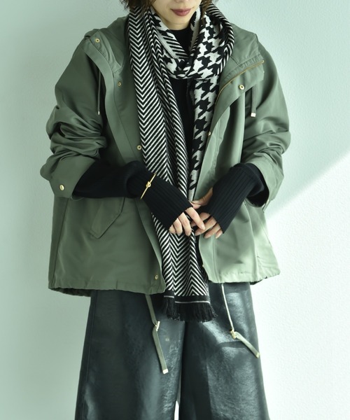 INTERPLANET（インタープラネット）の「千鳥＆シェブロン切替ストール（ストール/ショール・レディース・ブラウン/ブラック・フリー）」の13枚目の写真